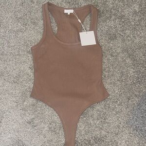 Meshki Ribbed Thong Racerback Bodysuit